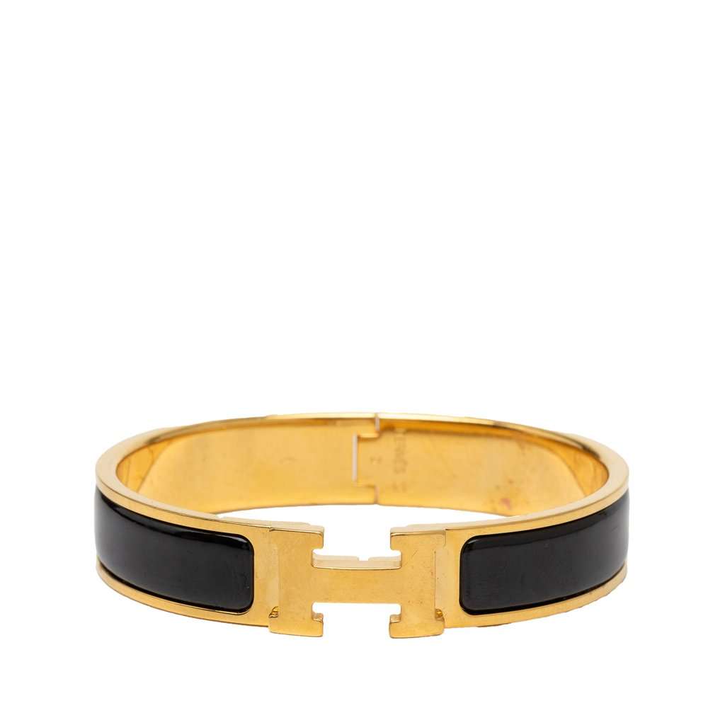 Hermès Narrow Enamel Clic H Bracelet PM Black Very good condition - Front View