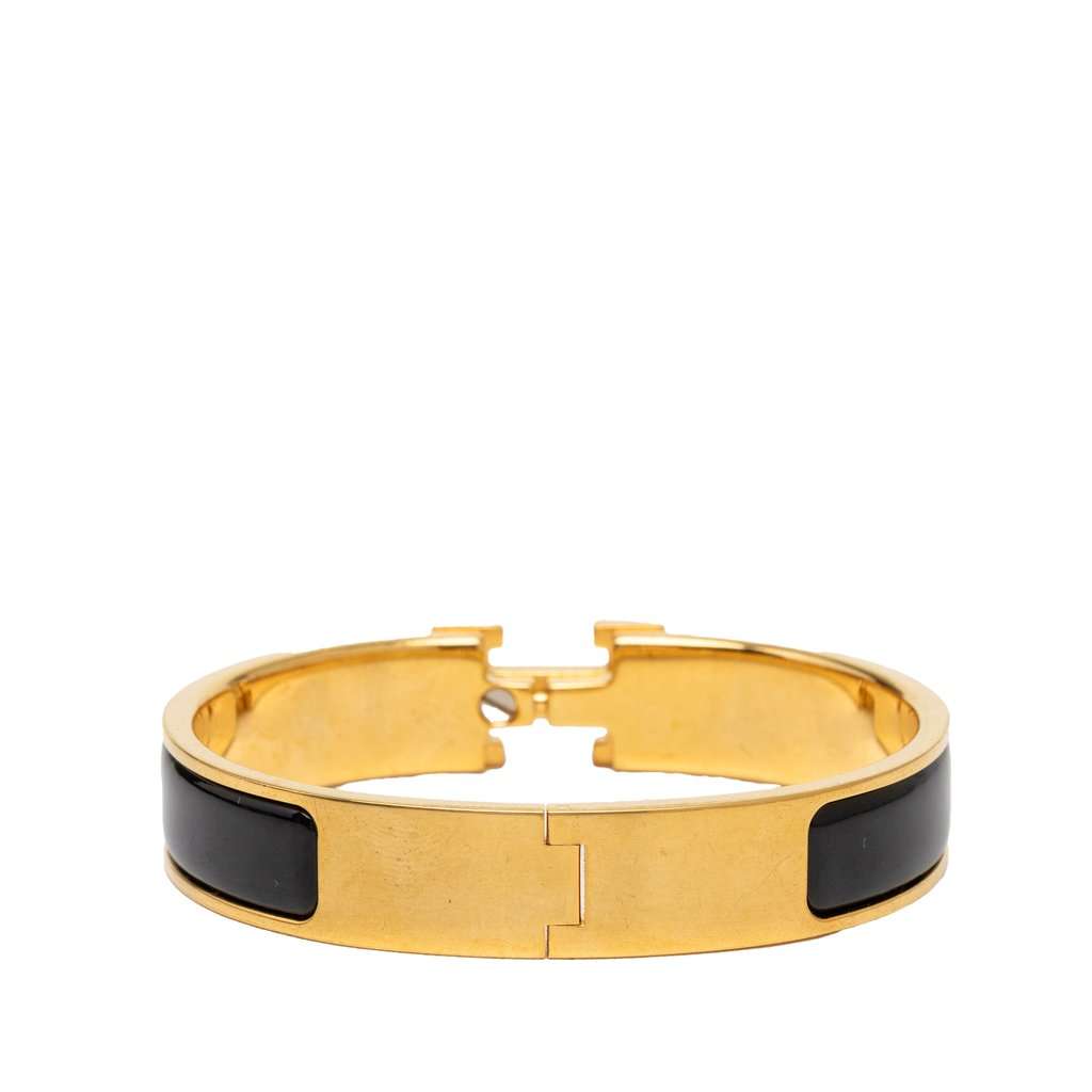Hermès Narrow Enamel Clic H Bracelet PM Black Very good condition - Inside View