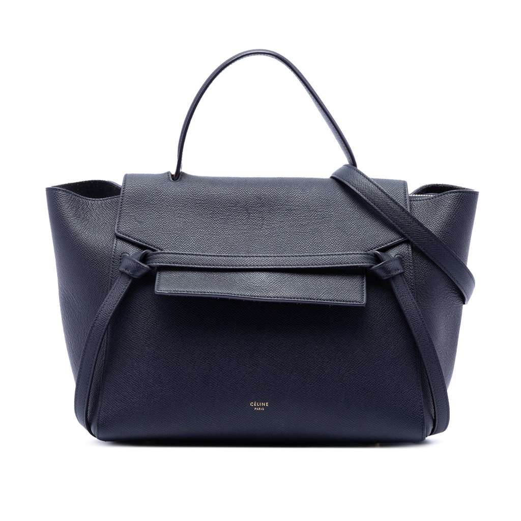 Celine Mini Grained Calfskin Belt Bag Blue Leather Very good condition - Front View