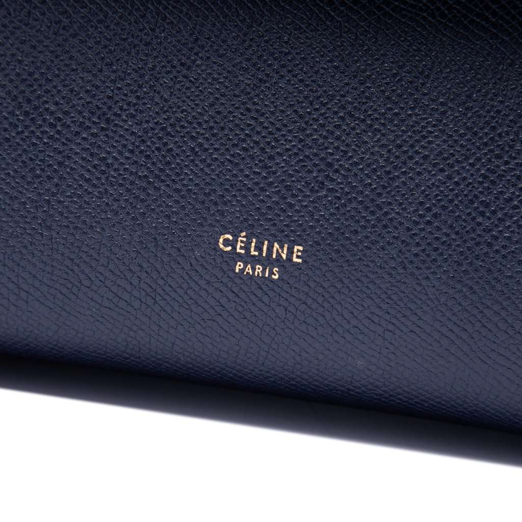Celine Mini Grained Calfskin Belt Bag Blue Leather Very good condition - Box View