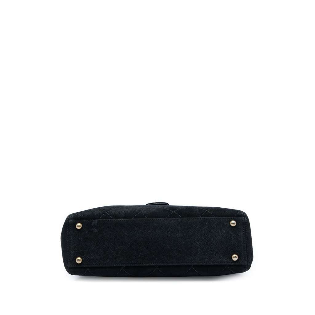 Chanel CC Quilted Suede Shoulder Bag Black Leather Very good condition - Inside View