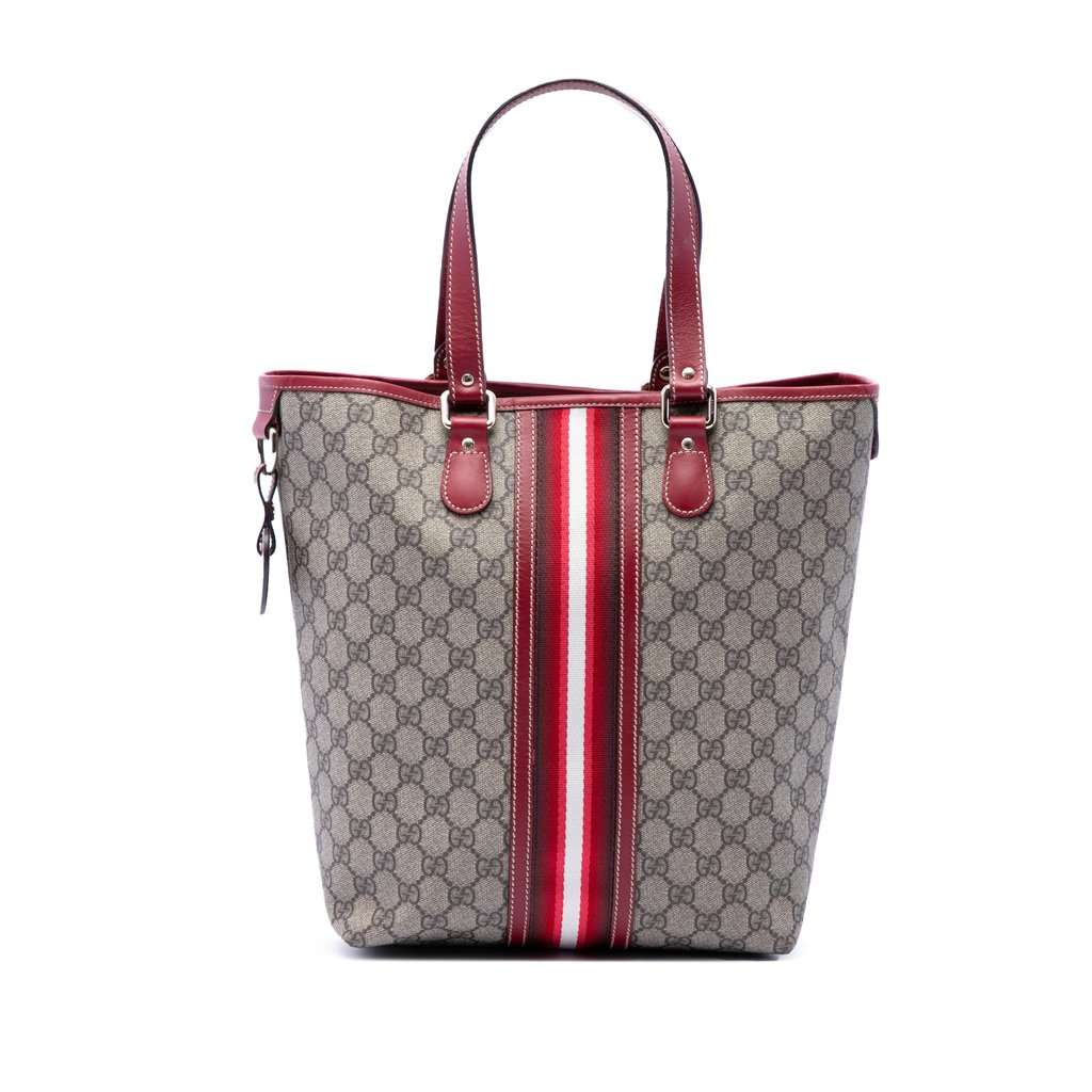 Gucci GG Supreme Web Tote Beige Very good - Front View