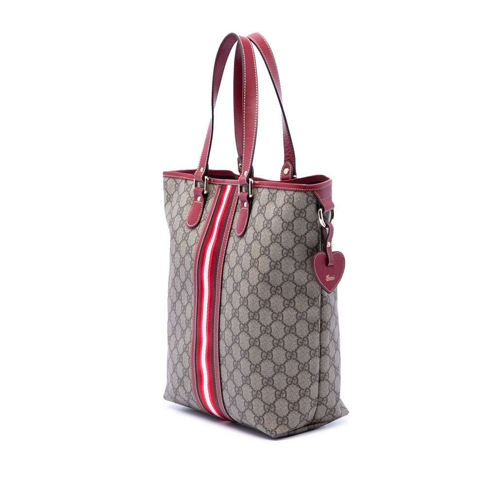 Gucci GG Supreme Web Tote Beige Very good - Back View