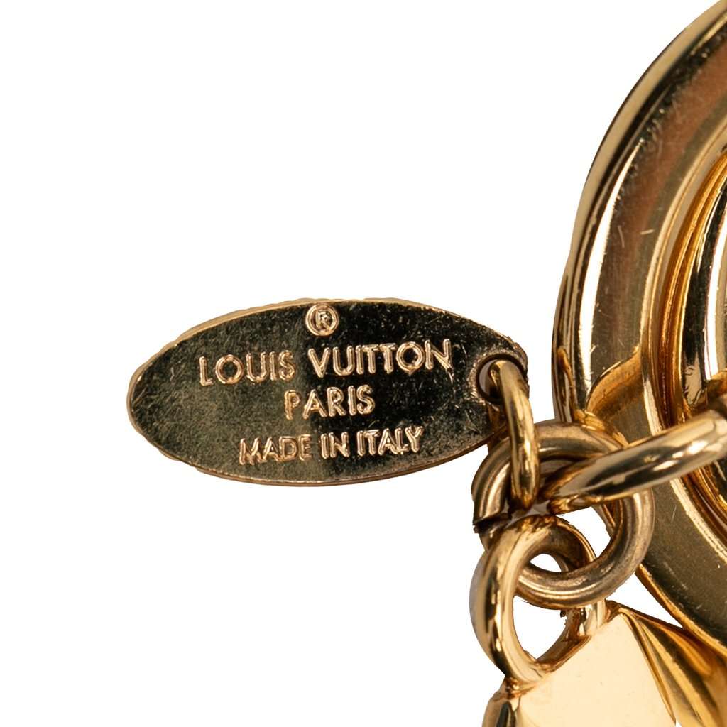 Louis Vuitton Gold Plated LV Facettes Bag Charm and Key Holder Gold Metal Very good condition - Inside View