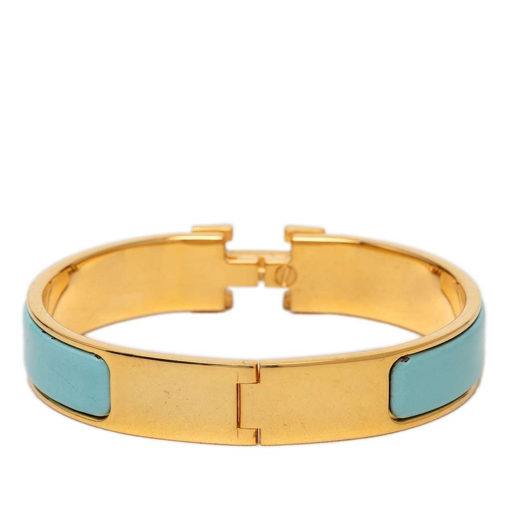 Hermès Narrow Enamel Clic H Bracelet GM Blue Very good condition - Inside View