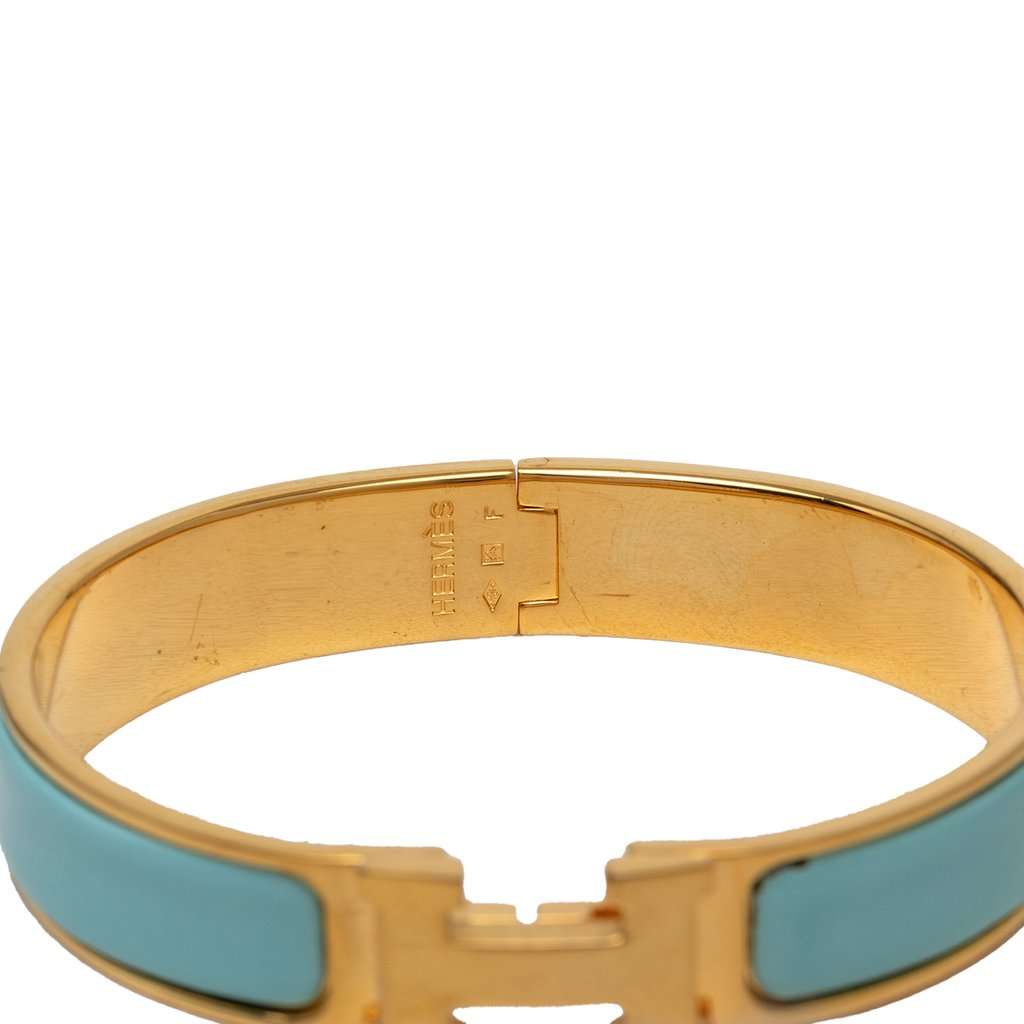Hermès Narrow Enamel Clic H Bracelet GM Blue Very good condition - Model View