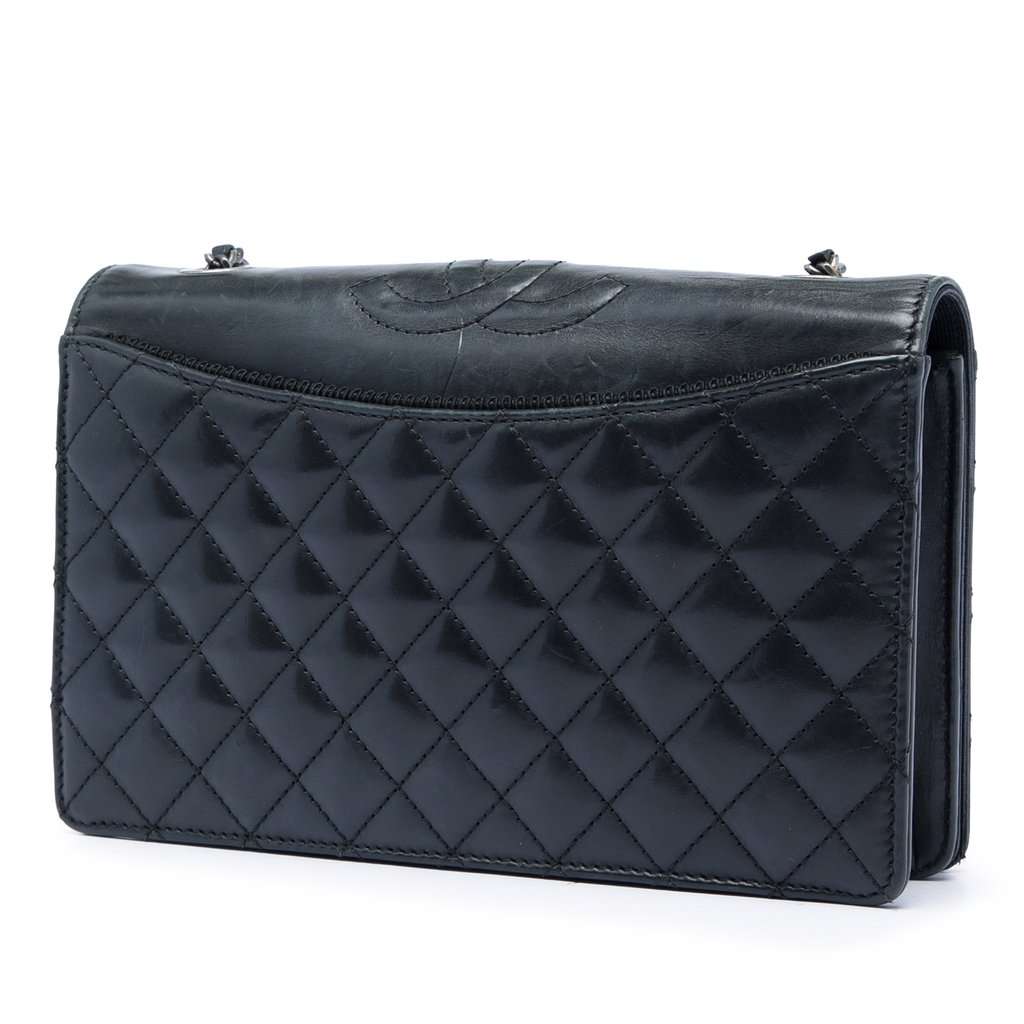 Chanel Small Quilted Calfskin Ballerine Flap Black Leather Very good - Back View