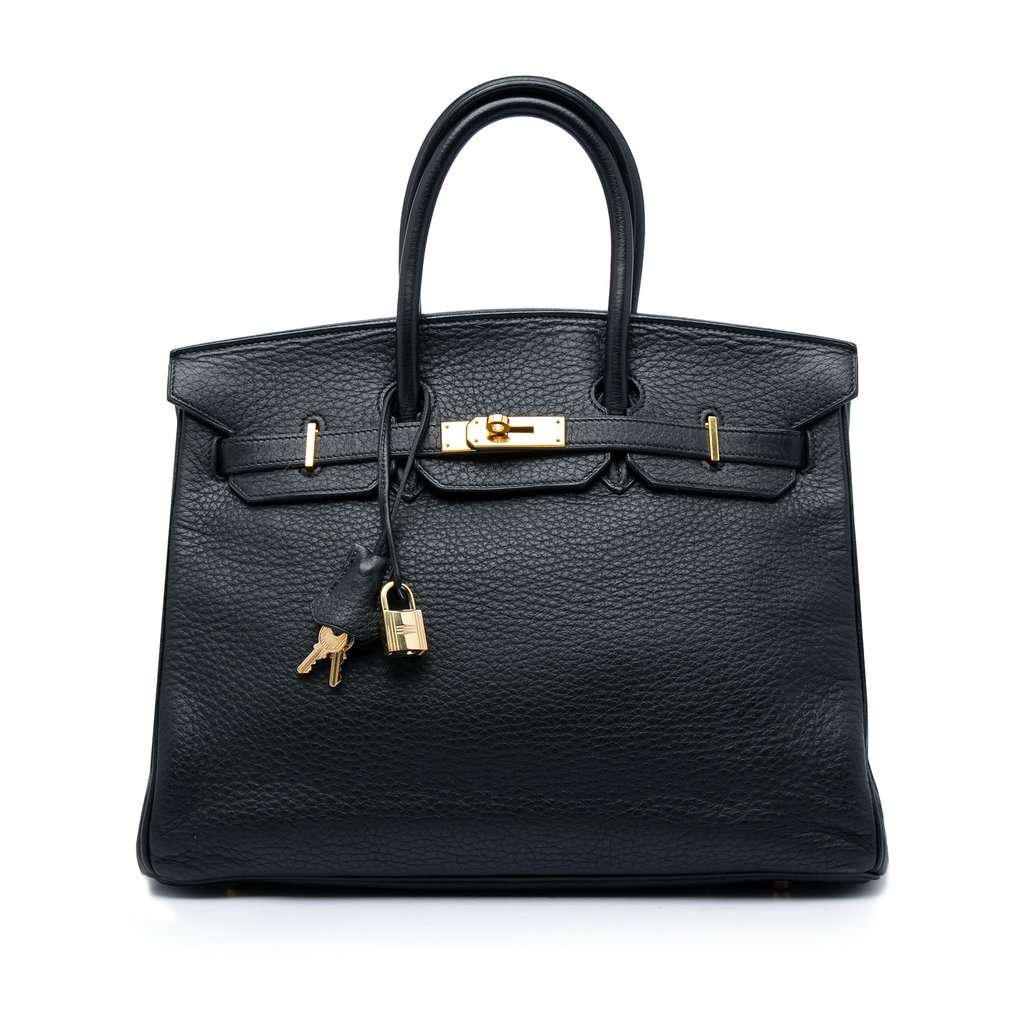 Hermès Clemence Birkin Retourne 35 Black Leather Very good - Front View