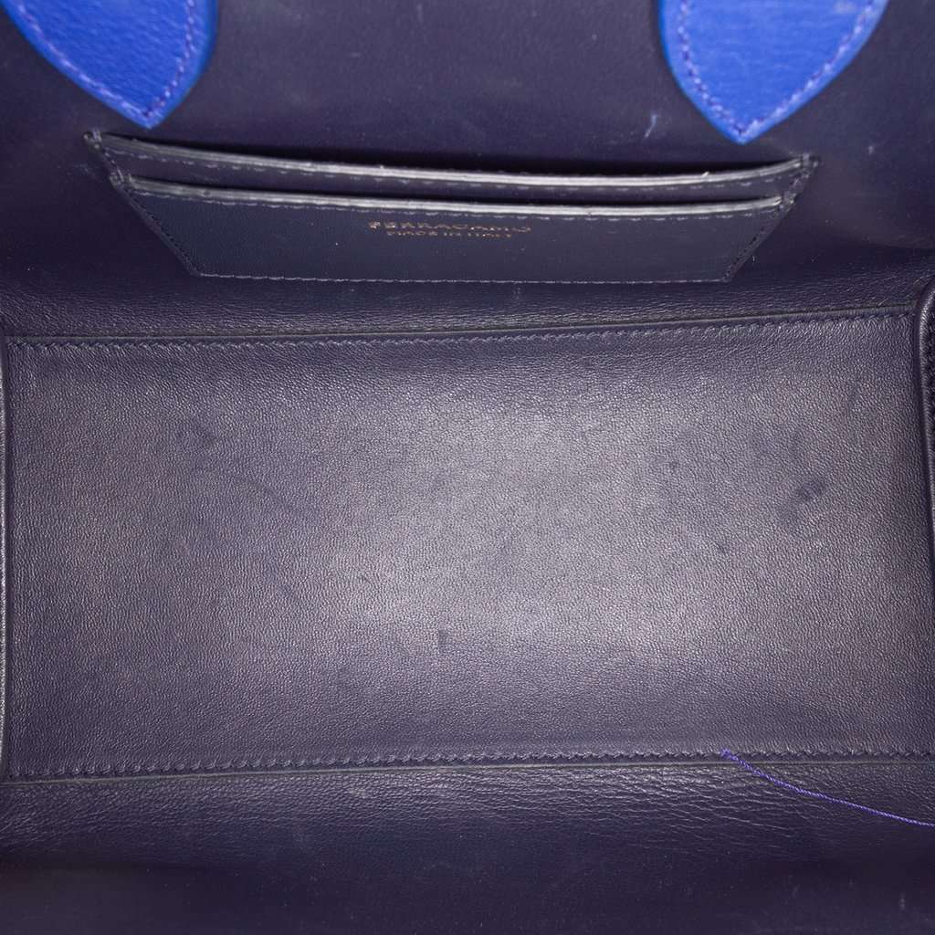 Ferragamo Calfskin Hug Handbag XS Blue Leather Very good condition - Model View