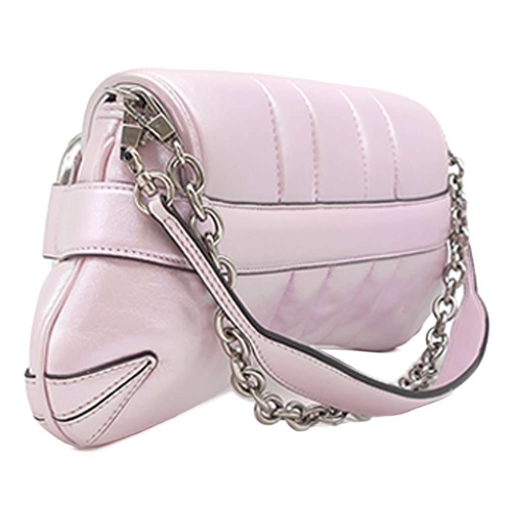 Gucci Small Iridescent Calfskin Horsebit Chain Satchel Pink Leather Very good - Back View