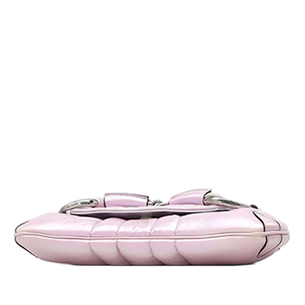 Gucci Small Iridescent Calfskin Horsebit Chain Satchel Pink Leather Very good - Inside View