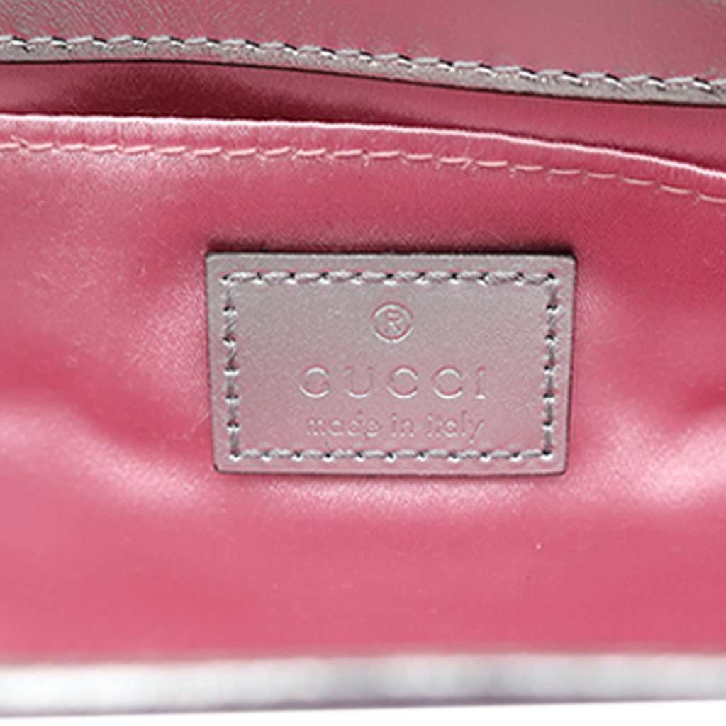 Gucci Small Iridescent Calfskin Horsebit Chain Satchel Pink Leather Very good - Box View