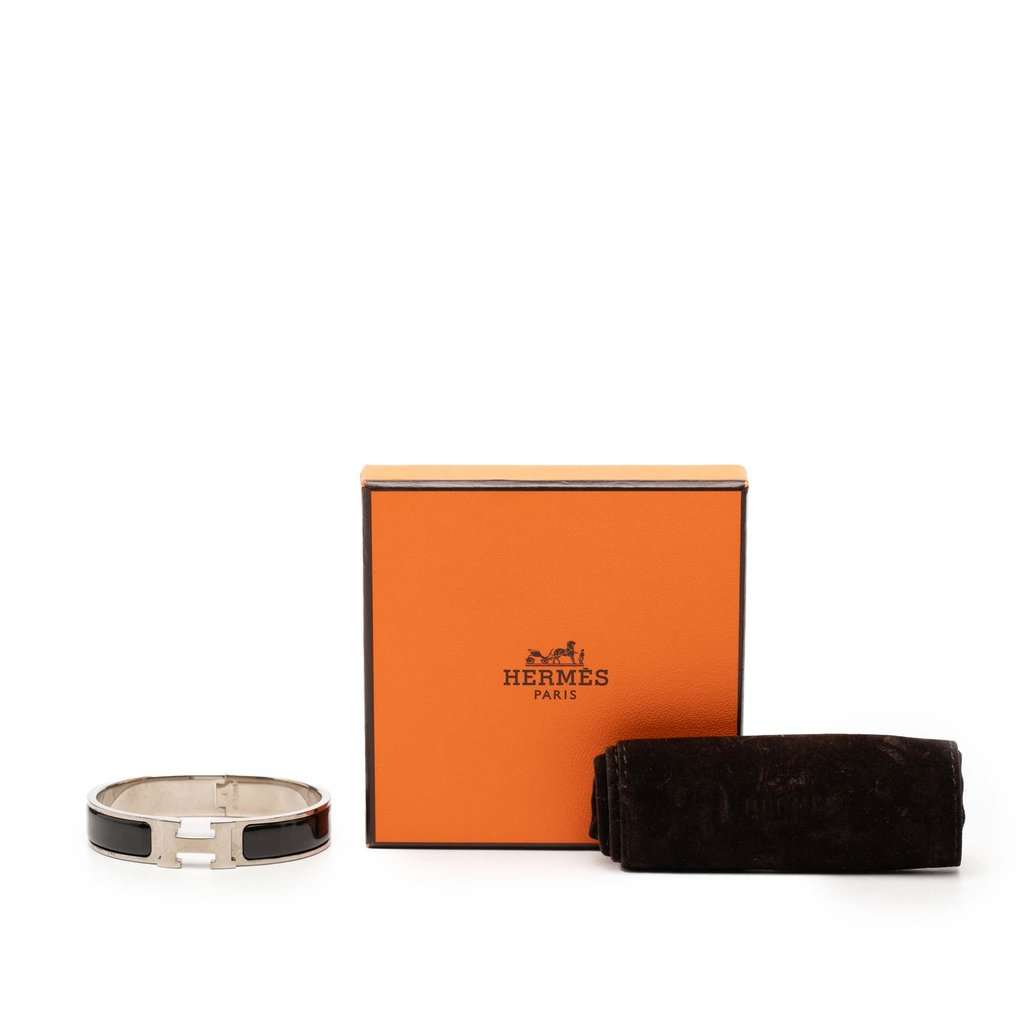 Hermès Narrow Enamel Clic H Bracelet PM Black Very good condition - Box View