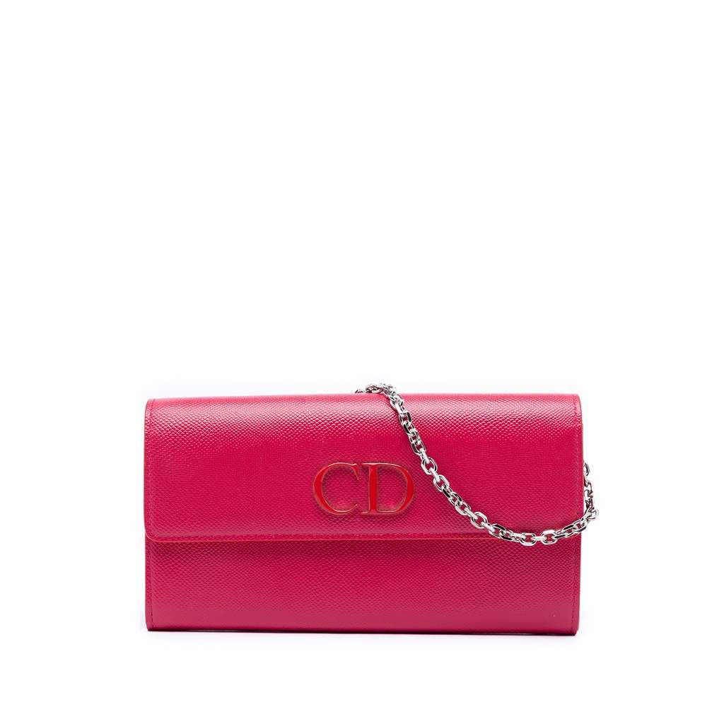 Dior Grained Patent Mania Rendez Vouz Wallet on Chain Pink Leather Very good - Front View