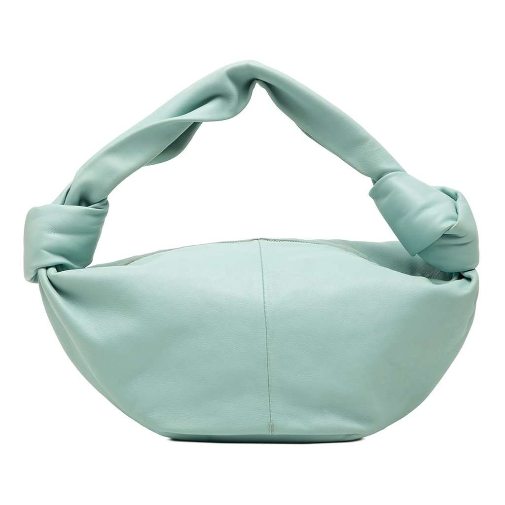 Bottega Veneta Calfskin Double Knot Handbag Blue Leather Very good condition - Front View