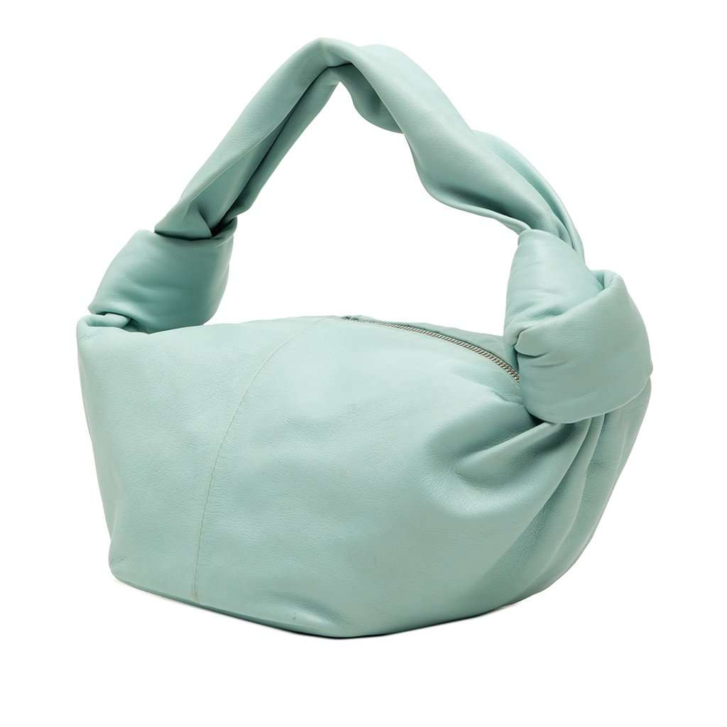 Bottega Veneta Calfskin Double Knot Handbag Blue Leather Very good condition - Back View