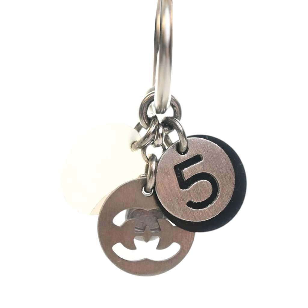 Dior CC Brass No 5 Charms Drop Push Back Earrings Silver Metal Very good condition - Box View