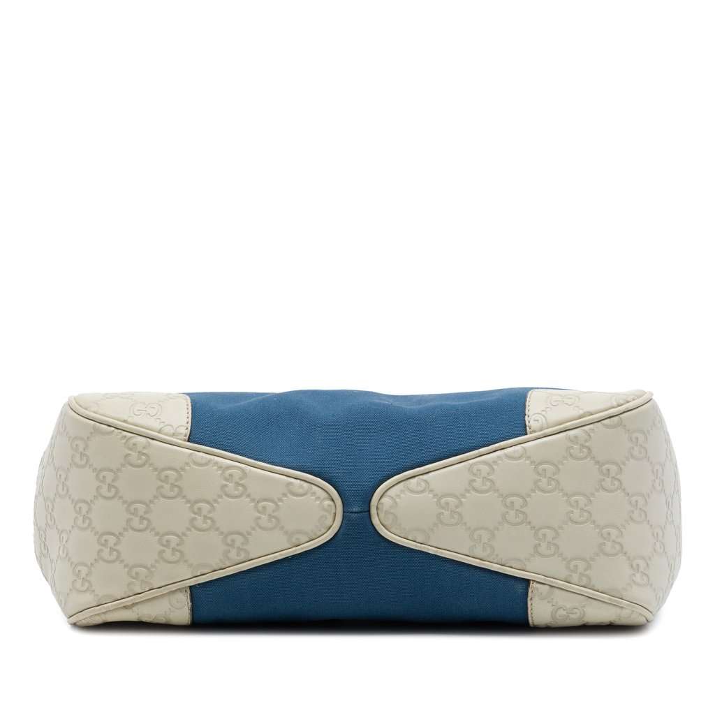 Gucci Guccissima Trimmed Canvas Colbert Shoulder Bag Blue Very good - Inside View
