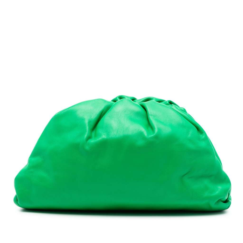 Bottega Veneta Teen Lambskin Pouch Green Leather Very good condition - Front View