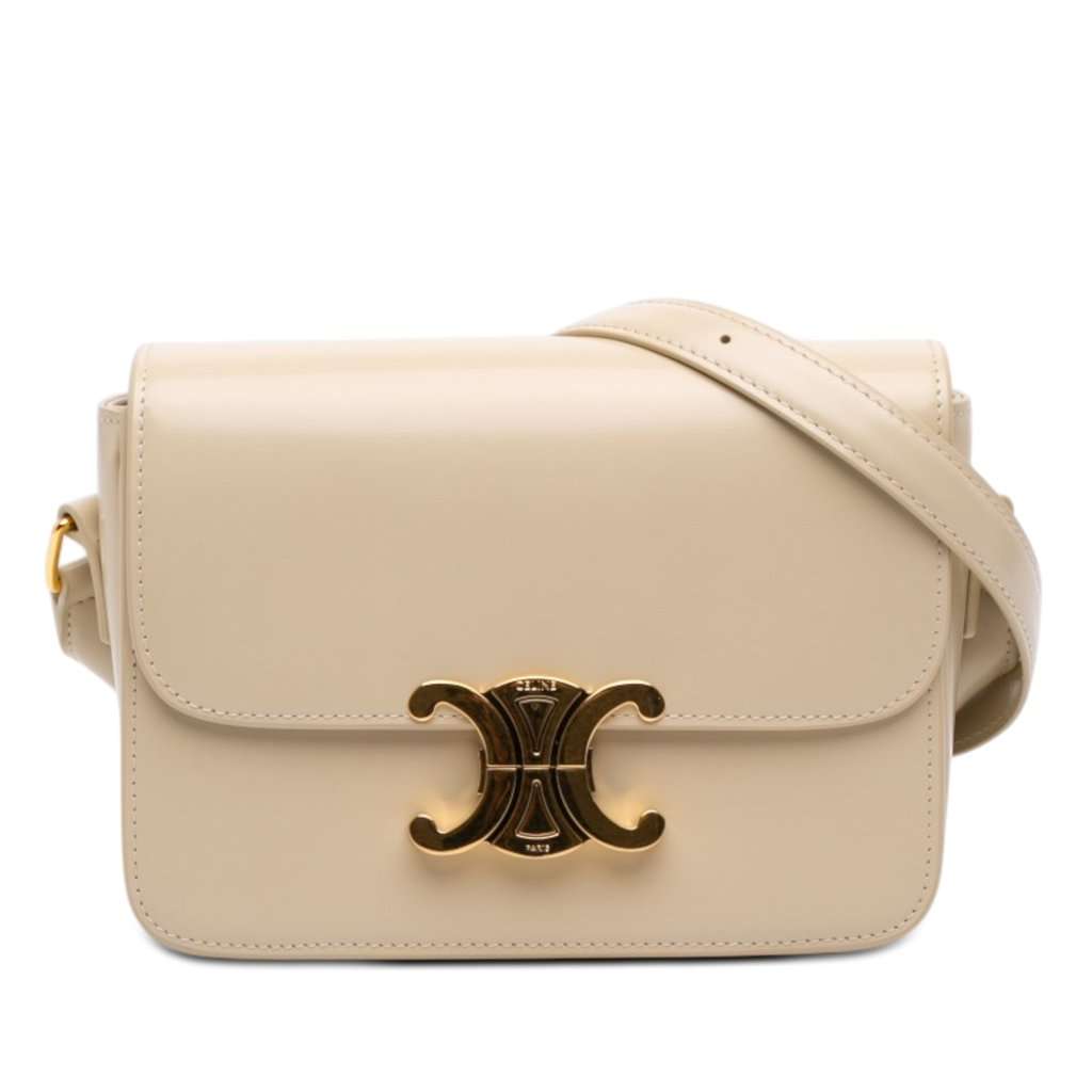 Celine Teen Shiny Calfskin Triomphe Crossbody Brown Leather Very good condition - Front View