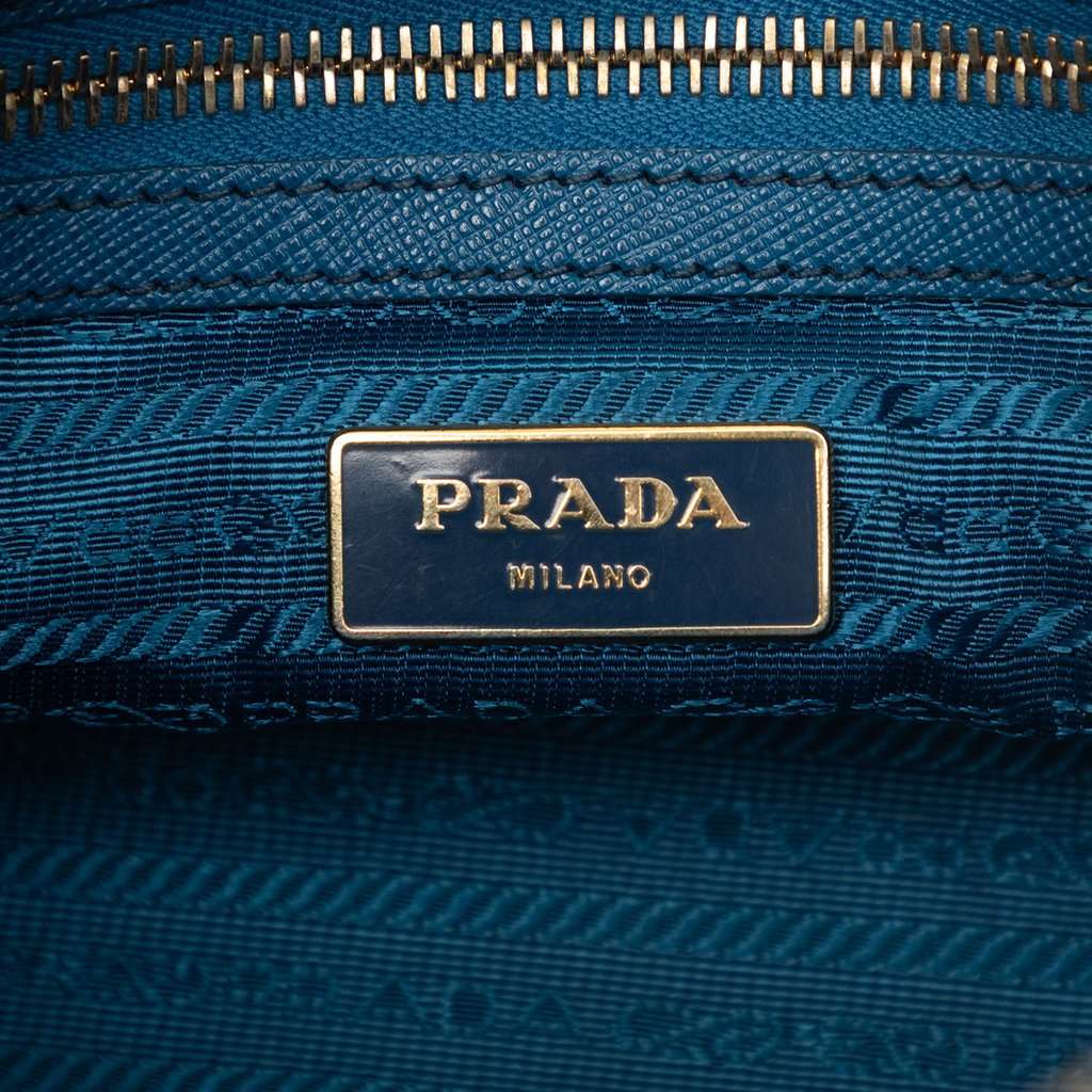 Prada Saffiano Lux Boston Bag Blue Leather Very good condition - Box View