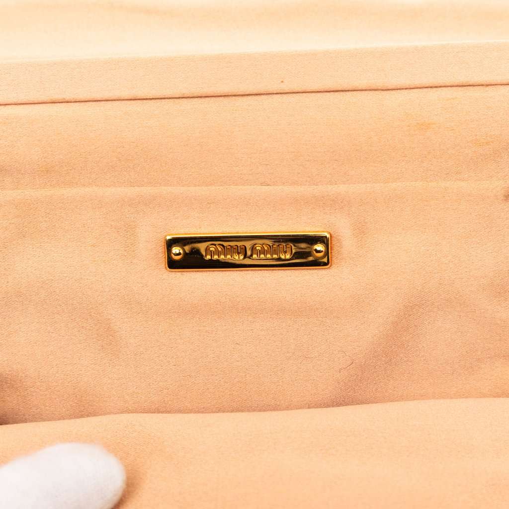 Miu Miu Pleated Satin Flap Clutch Brown Very good condition - Box View