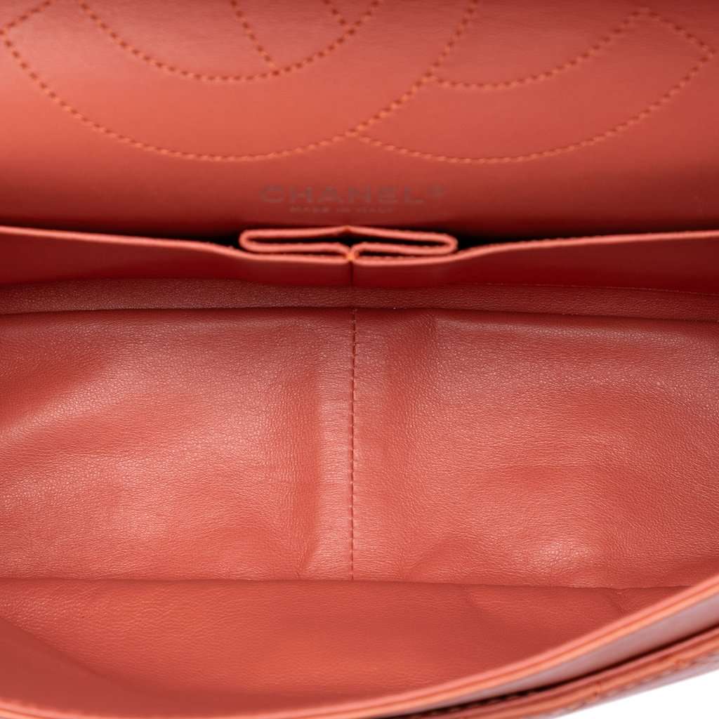 Chanel Quilted Lambskin Reissue 2.55 Double Flap 227 Orange Leather Very good condition - Model View