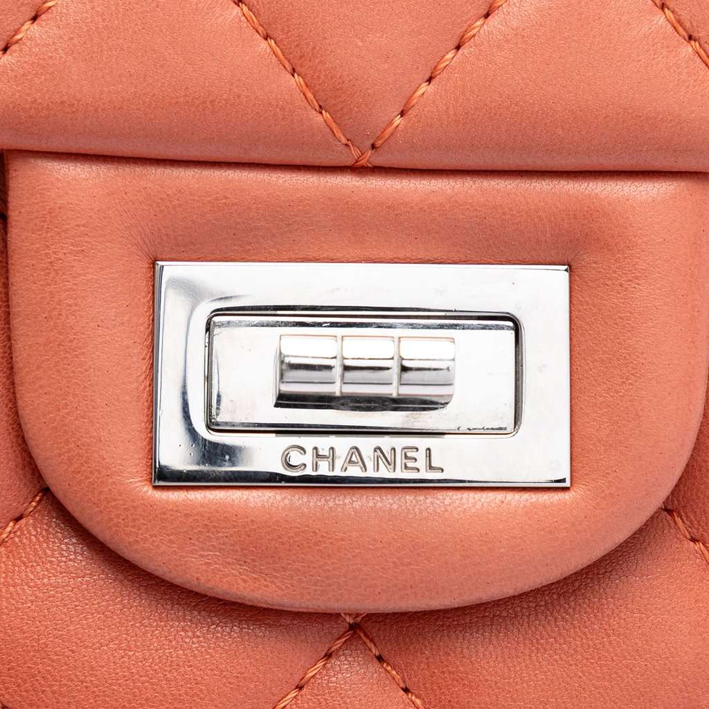 Chanel Quilted Lambskin Reissue 2.55 Double Flap 227 Orange Leather Very good condition - Box View