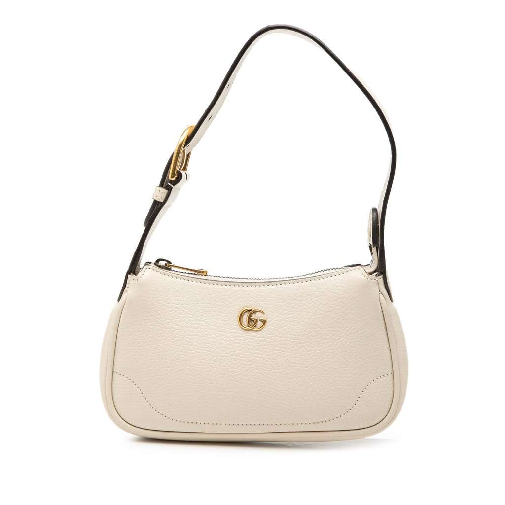 Gucci Mini Goatskin Aphrodite Shoulder Bag White Leather Very good condition - Front View