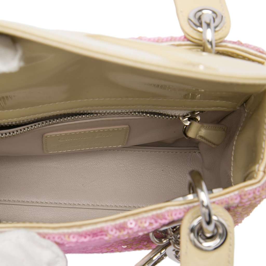 Dior Mini Patent Sequined Lady Dior Pink Leather Very good condition - Model View