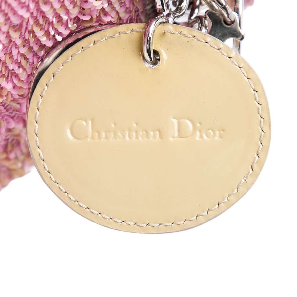 Dior Mini Patent Sequined Lady Dior Pink Leather Very good condition - Box View