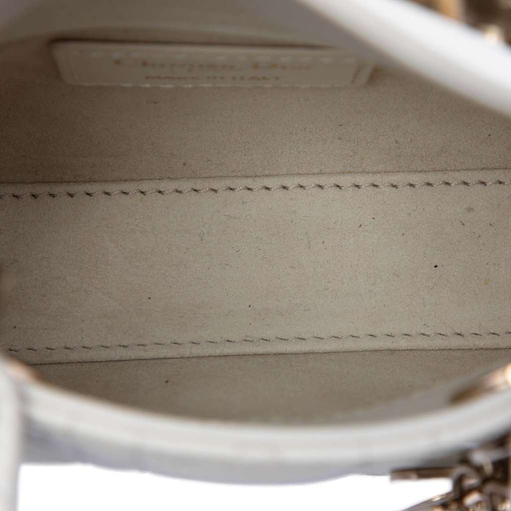 Dior Micro Lambskin Cannage Lady Dior White Leather Very good condition - Model View