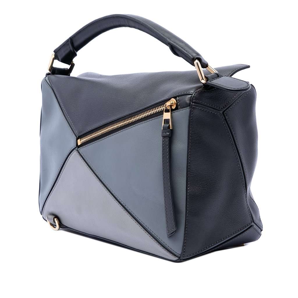 LOEWE Medium Tricolor Calfskin Puzzle Satchel MultiColor Leather Very good condition - Back View