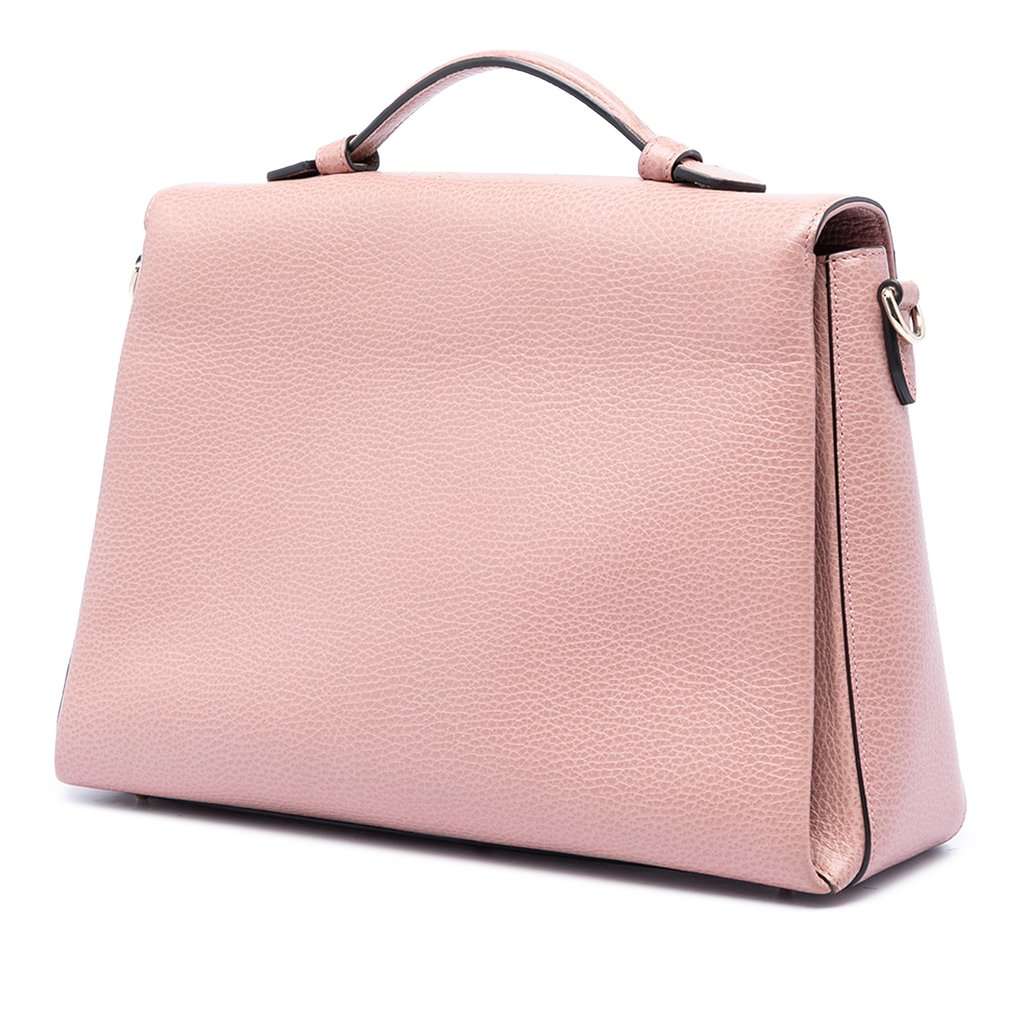 Gucci Medium Dollar Calfskin Interlocking G Satchel Pink Leather Very good condition - Back View