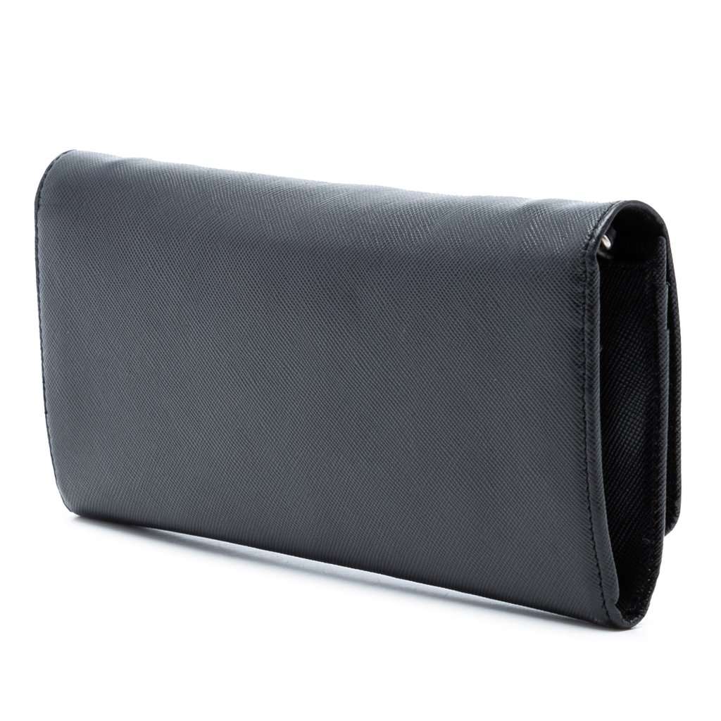 Prada Saffiano Wallet On Chain Black Leather Very good condition - Back View