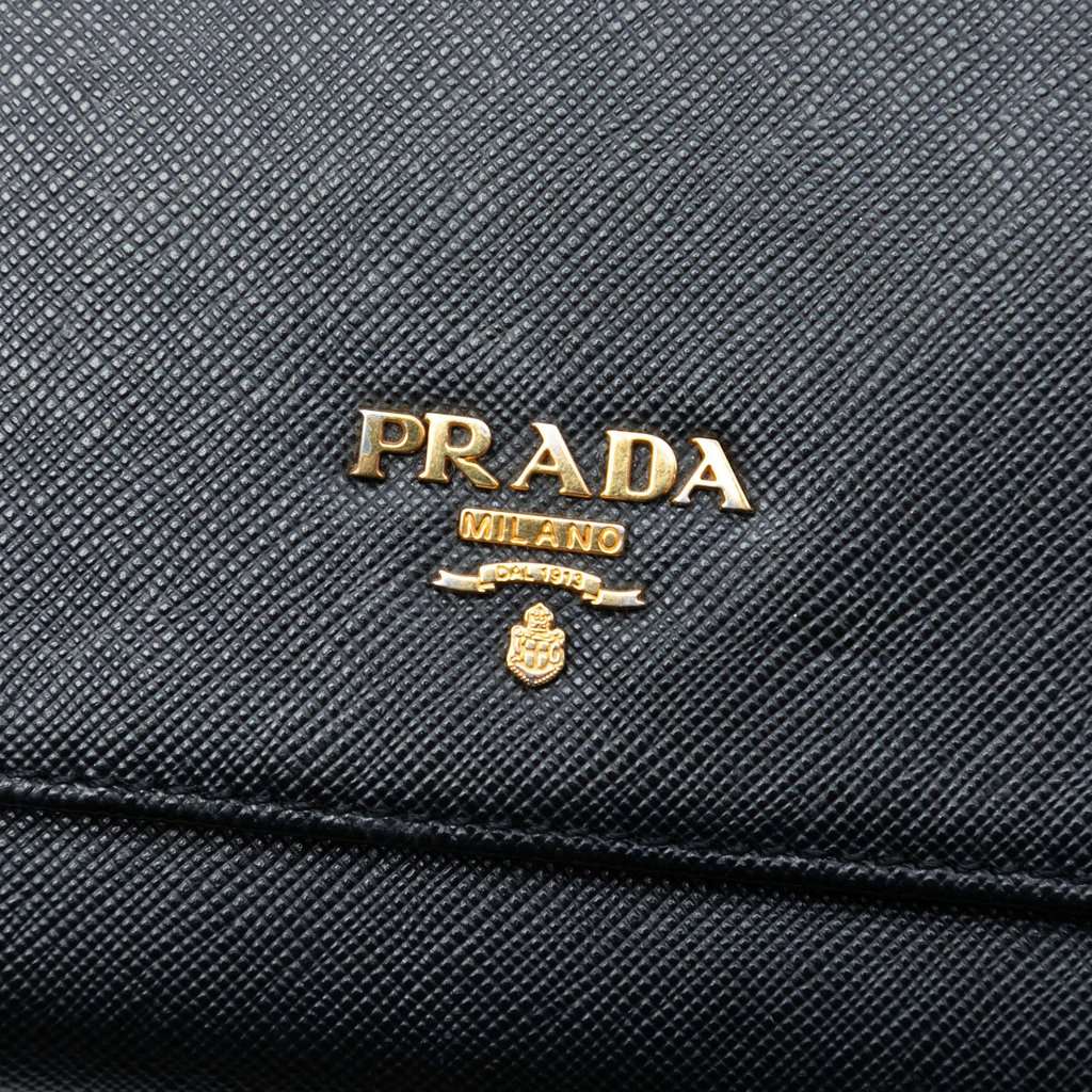 Prada Saffiano Wallet On Chain Black Leather Very good condition - Box View
