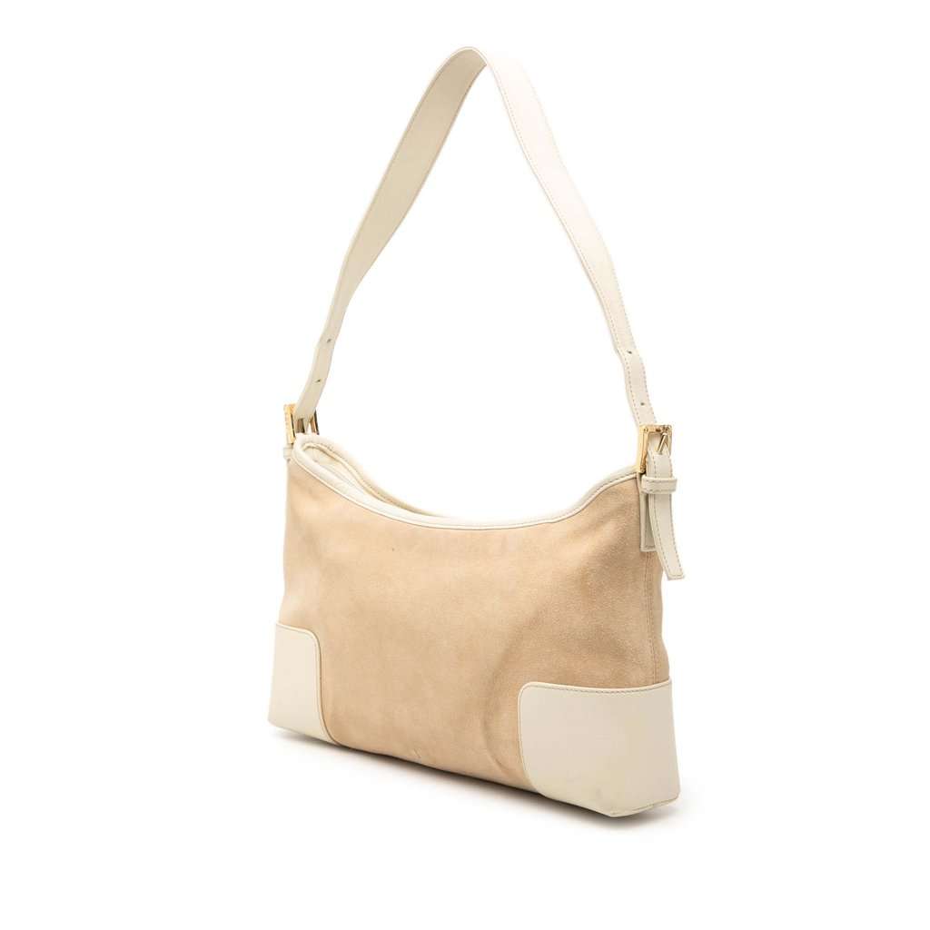 Loewe Suede Anagram Shoulder Bag Brown Leather Good - Back View