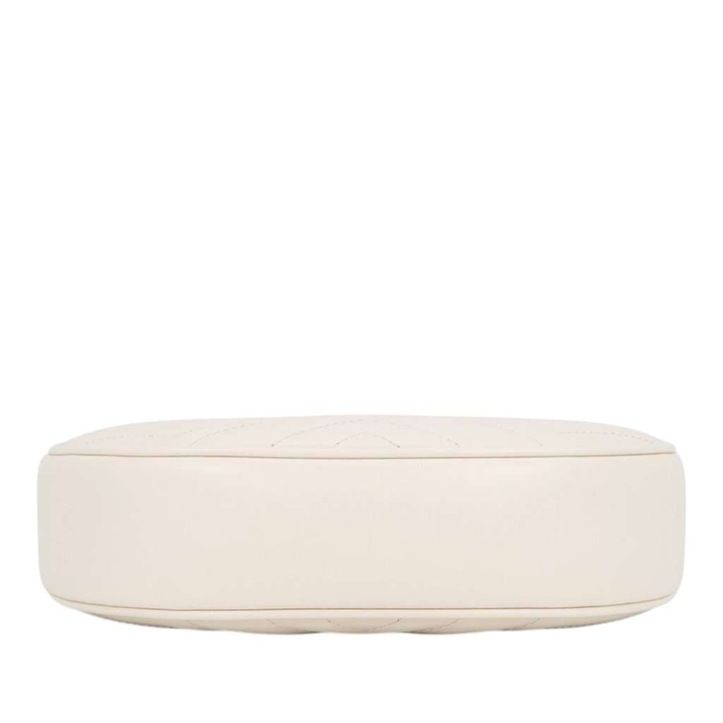 Gucci Mini GG Marmont Matelasse Calfskin Half Moon Bag White Leather Very good condition - Inside View