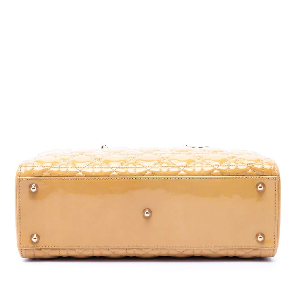 Dior Large Patent Cannage Lady Dior Yellow Leather Very good condition - Inside View
