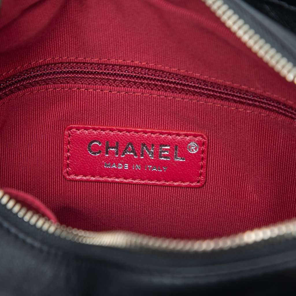Chanel Small Quilted Aged Calfskin Gabrielle Hobo Black Leather Very good - Box View