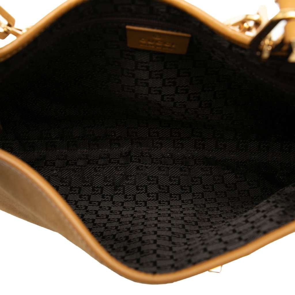 Gucci Suede and Calfskin Chain Jackie Shoulder Bag Brown Leather Very good condition - Model View