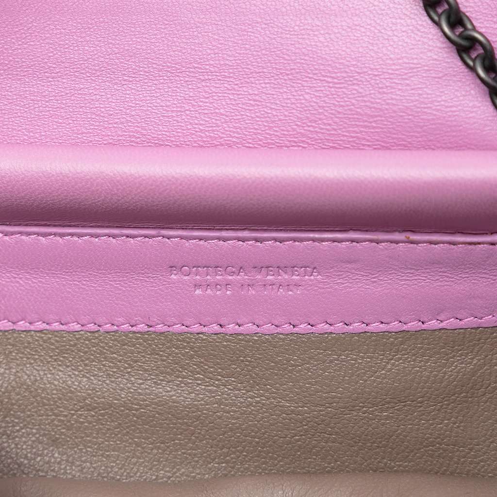 Bottega Veneta Nappa Intrecciato Continental Wallet on Chain Purple Leather Very good condition - Box View