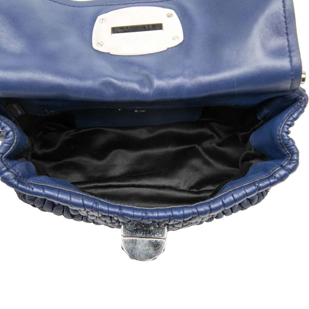 Miu Miu Matelasse Nappa Crystal Frame Flap Satchel Blue Leather Very good - Model View