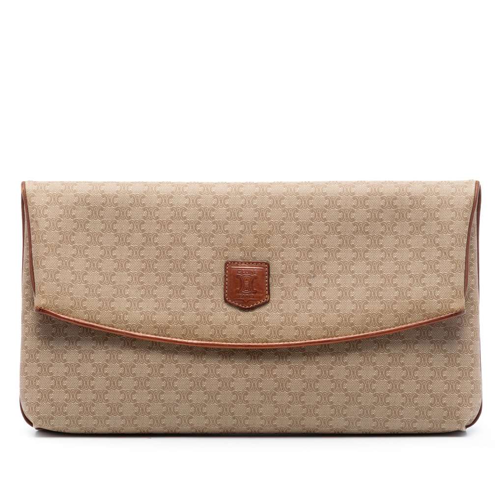 Celine Macadam Coated Canvas Clutch Beige Very good condition - Front View