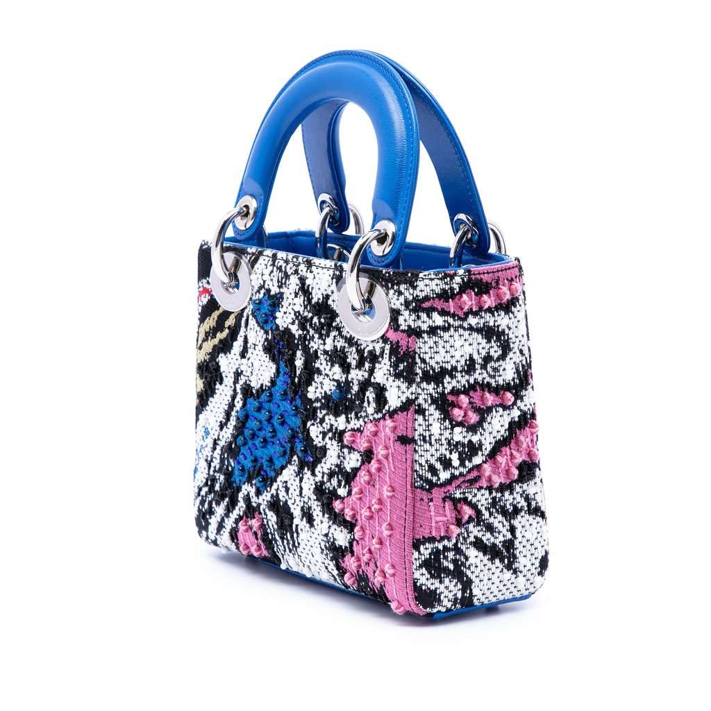 Dior Dior Lady Art No 2 Edition Namsa Leuba Mini Calfskin Beaded and Embroidered Lady Dior Blue Leather Very good - Back View