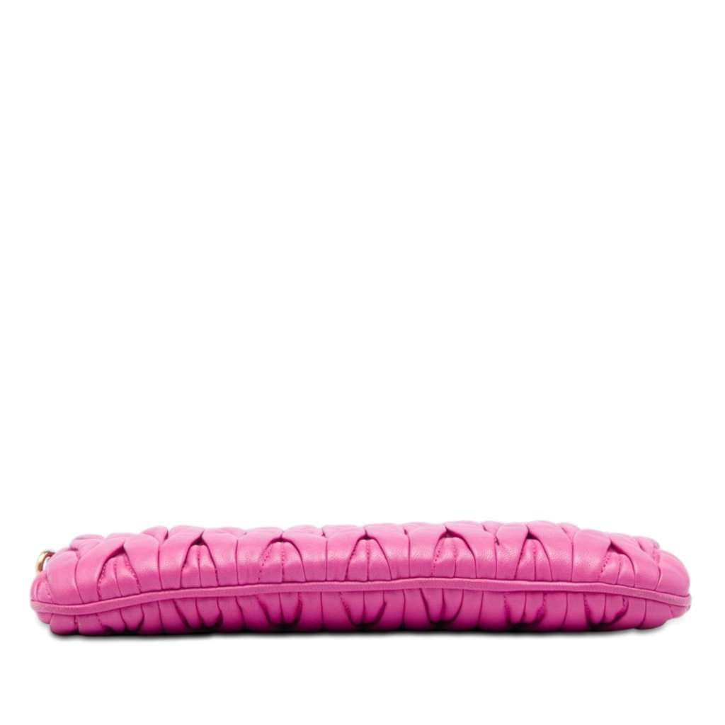 Miu Miu Matelasse Nappa Frame Clutch with Strap Pink Leather Very good - Inside View