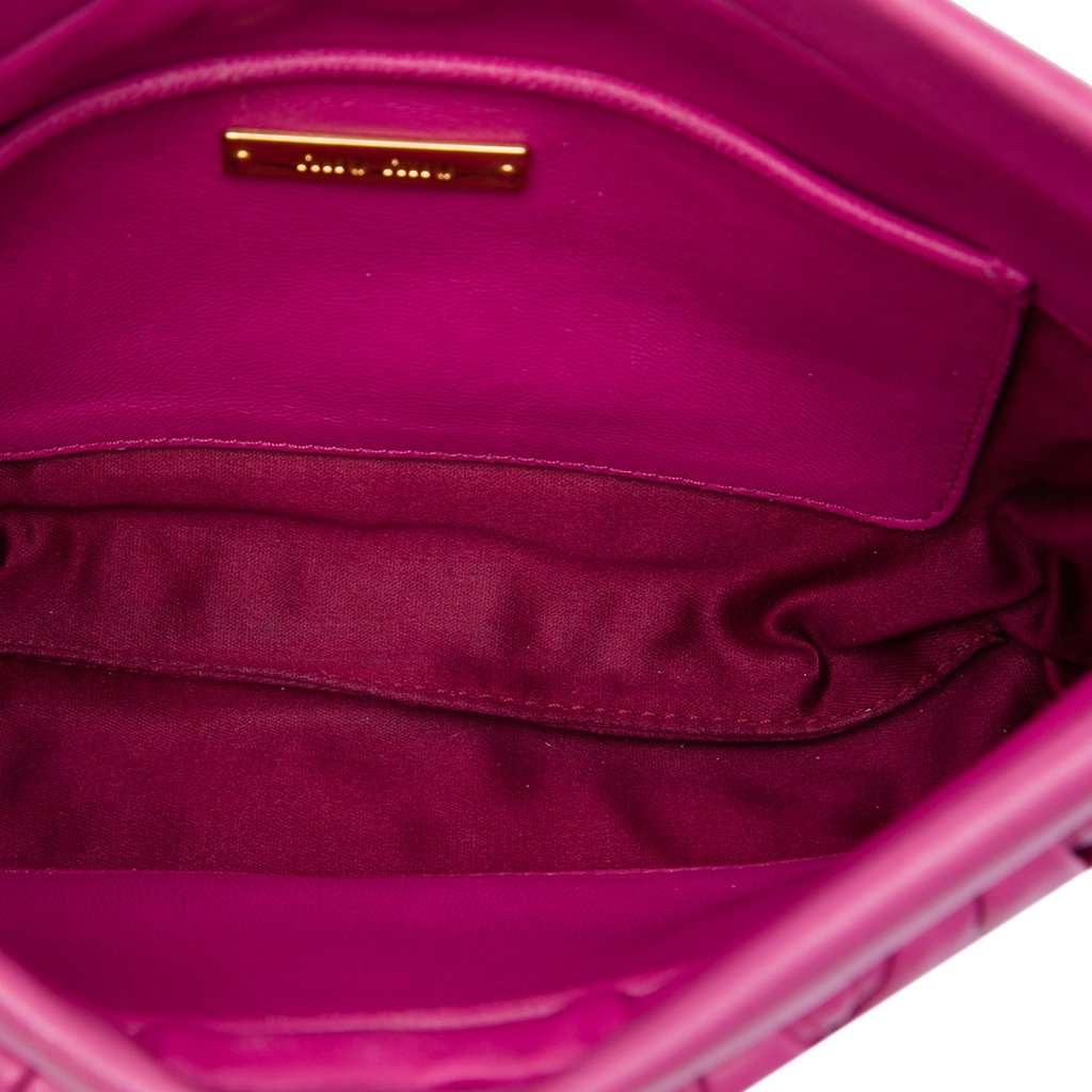 Miu Miu Matelasse Nappa Frame Clutch with Strap Pink Leather Very good - Model View