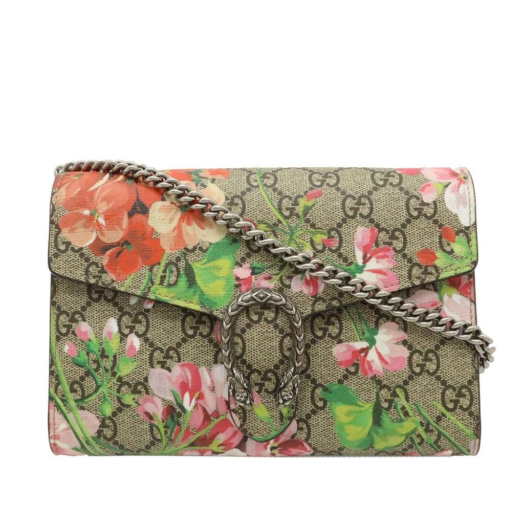 Gucci GG Supreme Blooms Dionysus Wallet on Chain Beige Very good condition - Front View