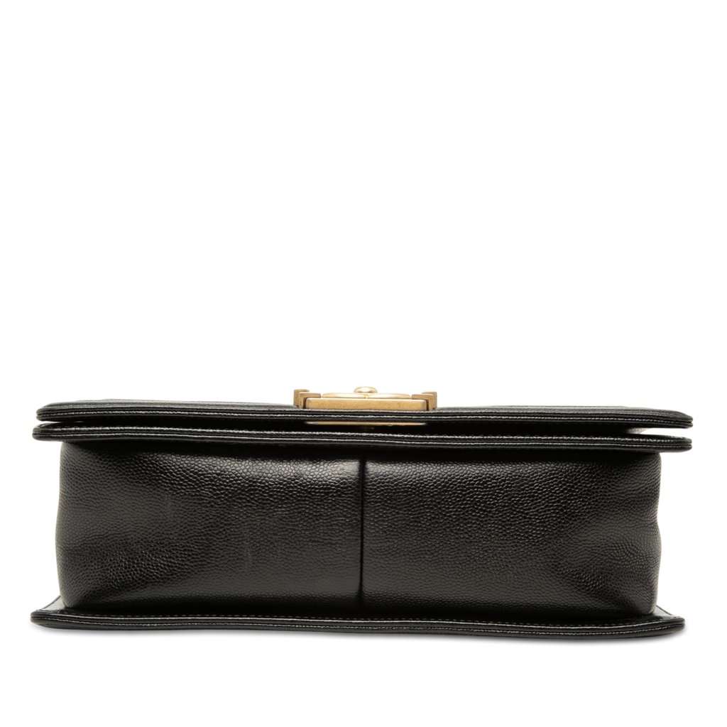 Chanel Old Medium Chevron Caviar Boy Flap Black Leather Very good - Inside View