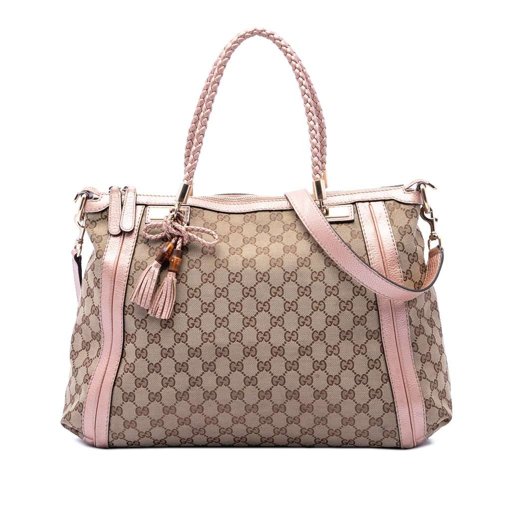 Gucci GG Canvas Bella Convertible Tote Beige Very good condition - Front View